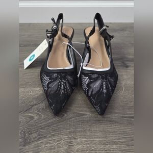 Women's Black Slingback Kitten Heels Size 8 NWT